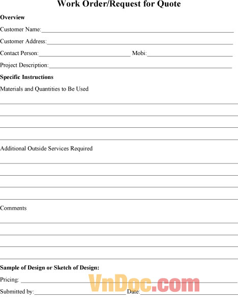 Mẫu báo giá sản phẩm/dịch vụ bằng tiếng Anh