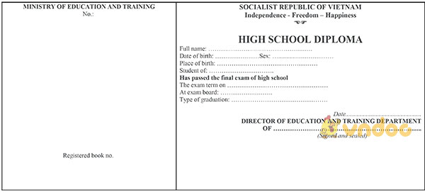 Mẫu dịch bằng tốt nghiệp THPT tiếng Anh