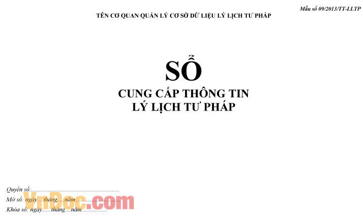 Sổ cung cấp thông tin lý lịch tư pháp