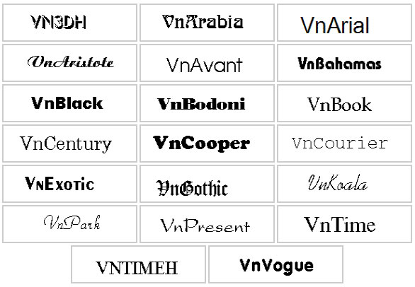 Bộ font chữ TCVN3