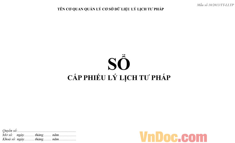 Sổ cấp phiếu lý lịch tư pháp