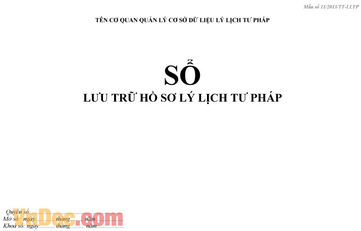 Sổ lưu trữ hồ sơ lý lịch tư pháp