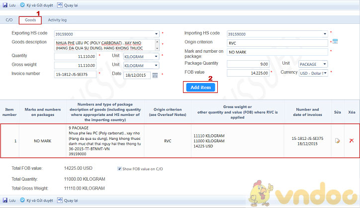 Thủ tục khai báo C/O điện tử