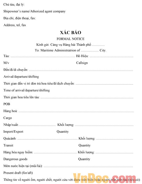 Mẫu giấy xác báo