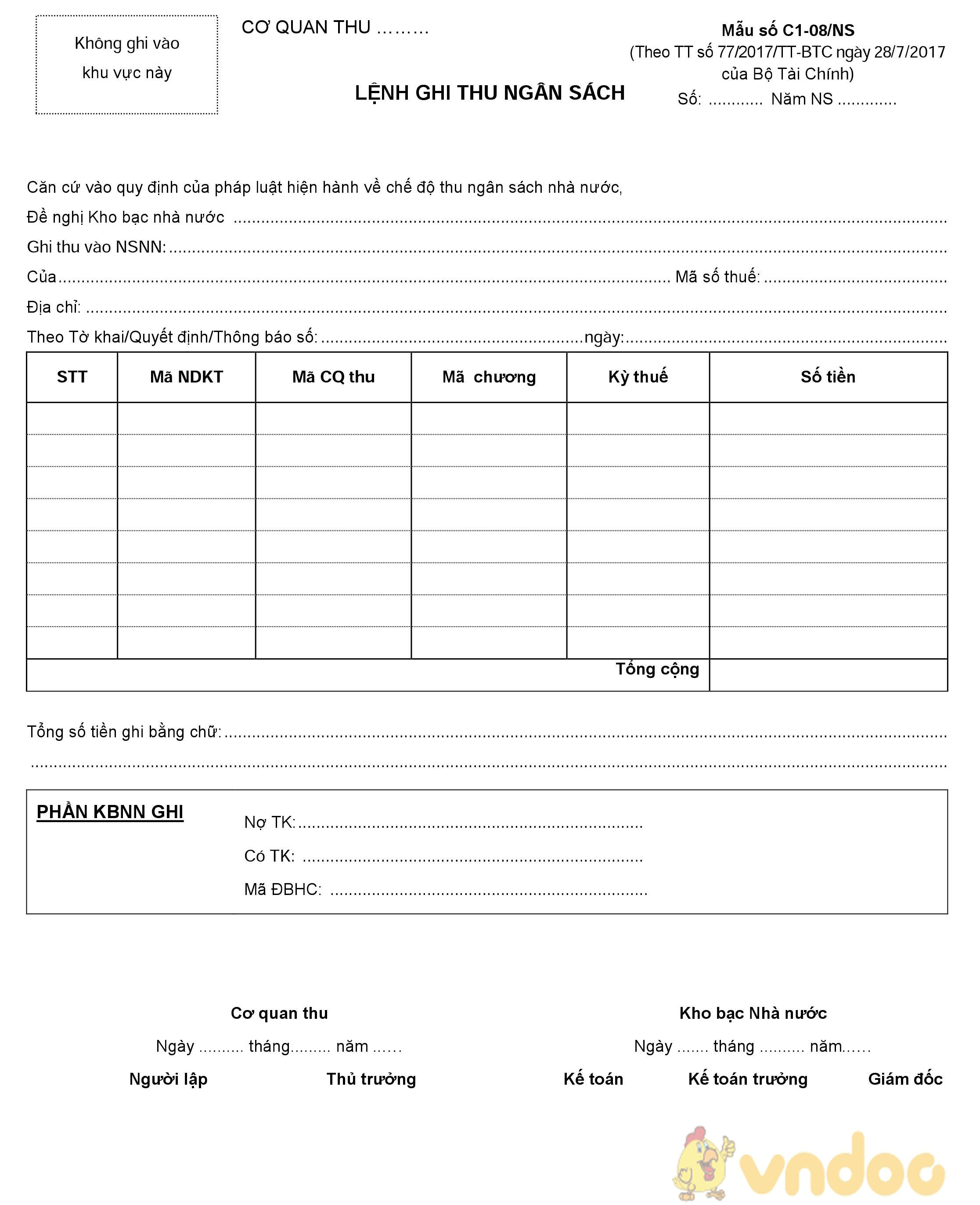 Lệnh ghi thu ngân sách