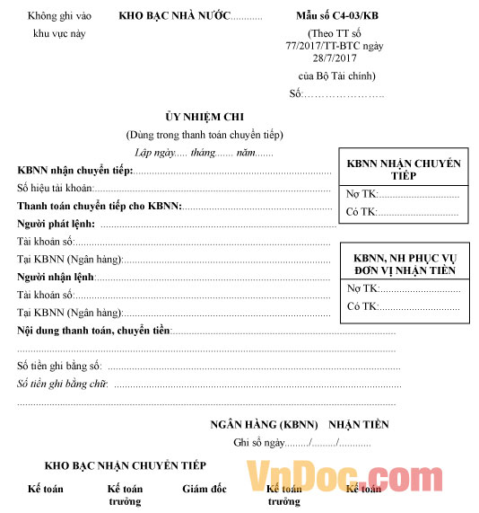 Mẫu giấy ủy nhiệm chi