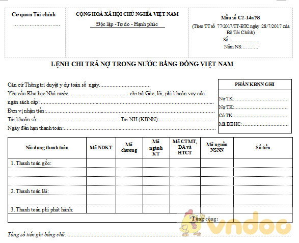 Lệnh chi trả nợ trong nước
