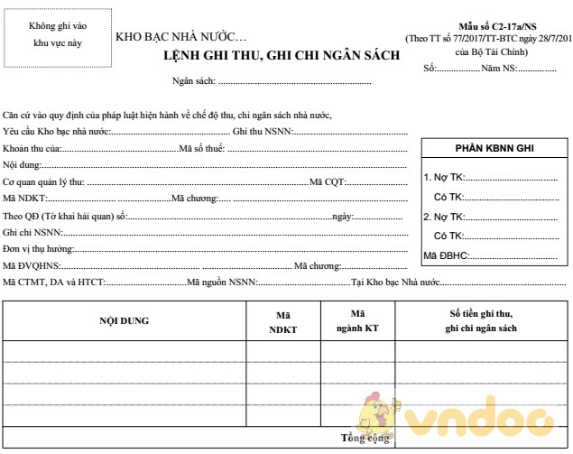 Lệnh ghi thu, ghi chi ngân sách