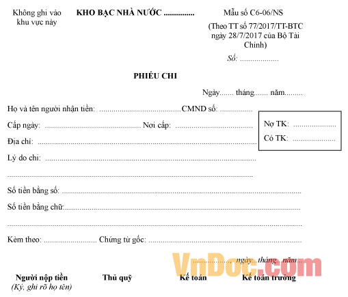 Mẫu số C6-06/NS phiếu chi
