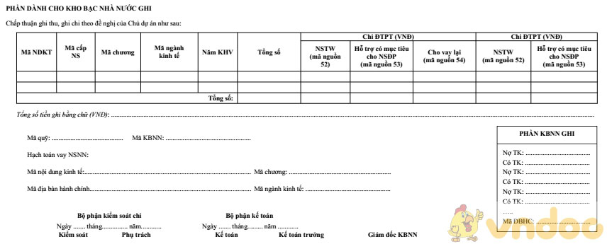 Giấy đề nghị ghi thu ghi chi vốn ODA