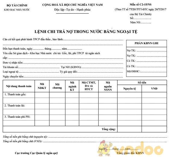 Lệnh chi trả nợ trong nước bằng ngoại tệ