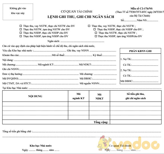 Lệnh ghi thu, ghi chi ngân sách - Cơ quan tài chính