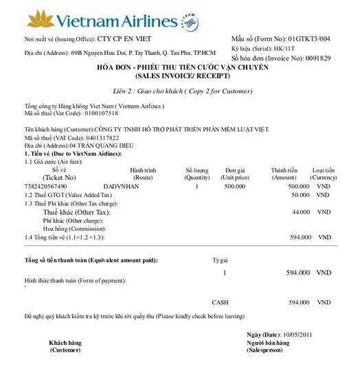 Các loại hóa đơn, chứng từ hiện nay