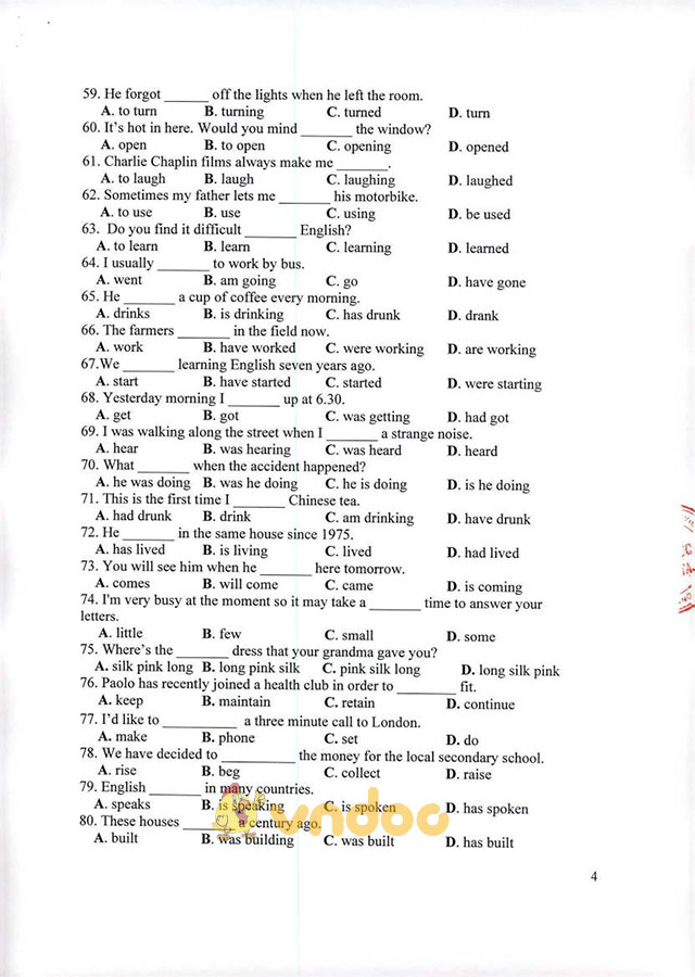 Đề cương ôn tập thi tuyển viên chức giáo dục 2017 môn tiếng Anh tỉnh Quảng Nam