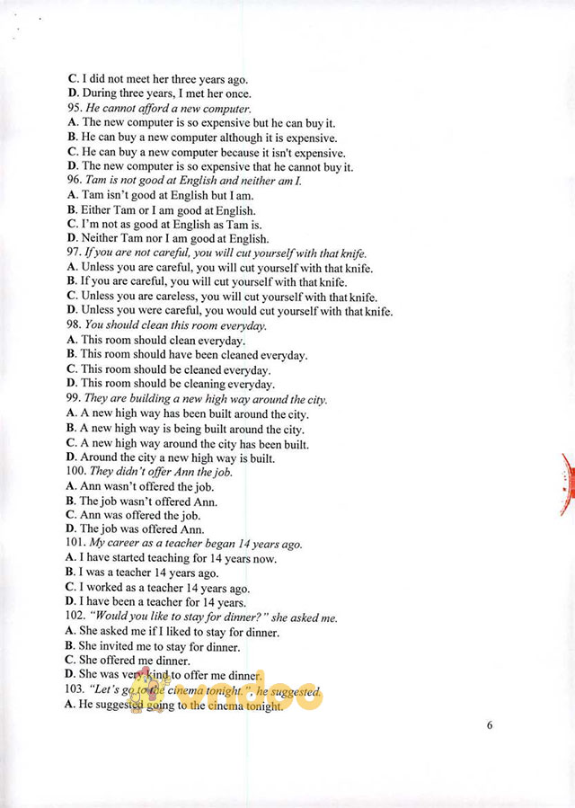 Đề cương ôn tập thi tuyển viên chức giáo dục 2017 môn tiếng Anh tỉnh Quảng Nam