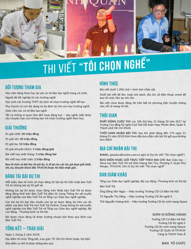 Thể lệ và giải thưởng cuộc thi viết “Tôi chọn nghề”
