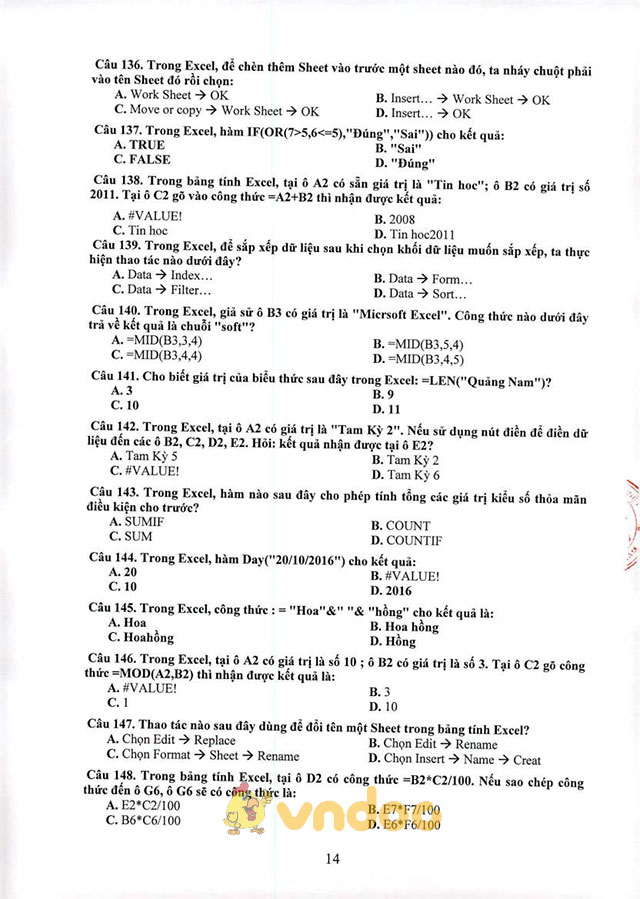Đề cương ôn tập thi tuyển viên chức giáo dục môn Tin học văn phòng tỉnh Quảng Nam năm 2017