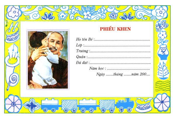 Mẫu phiếu khen bé ngoan mầm non