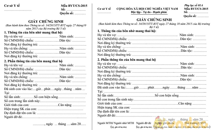 Giấy chứng sinh trong trường hợp mang thai hộ