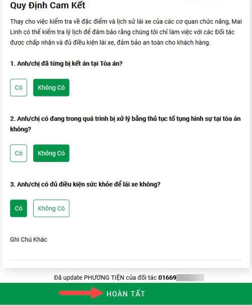 Hướng dẫn thủ tục đăng ký xe ôm Mai Linh