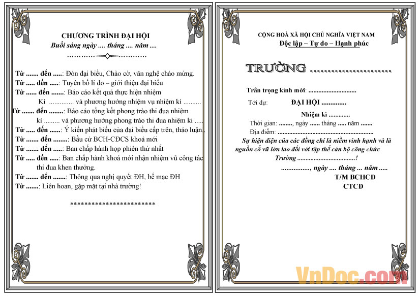 Mẫu giấy mời đại hội