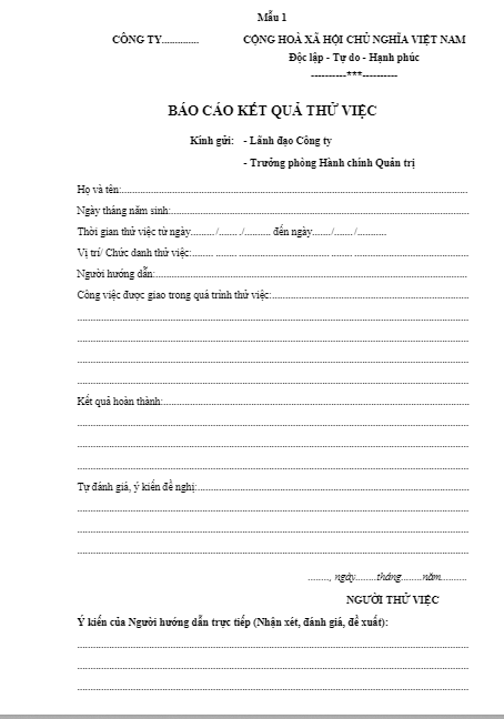 Cách viết báo cáo kết quả thử việc