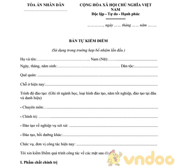 Bản kiểm điểm cá nhân của thẩm phán