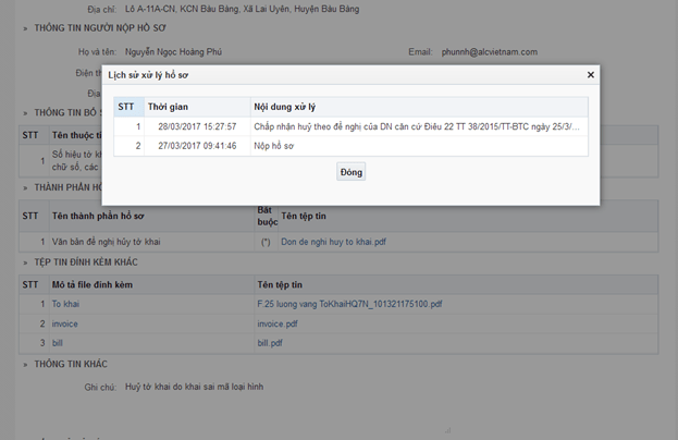 Hồ sơ hủy tờ khai hải quan