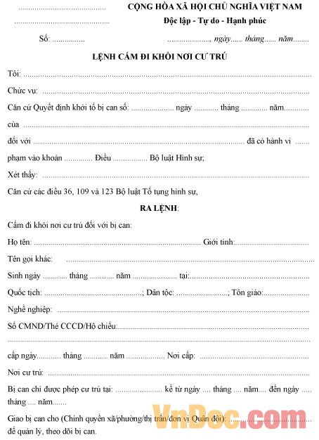 Lệnh cấm đi khỏi nơi cư trú