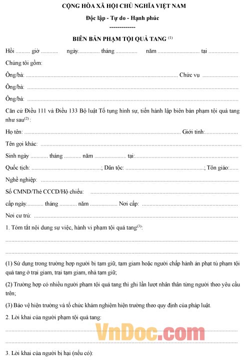 Biên bản phạm tội quả tang