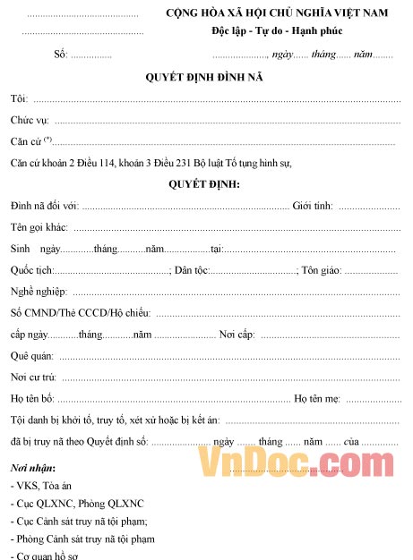 Quyết định đình nã bị can