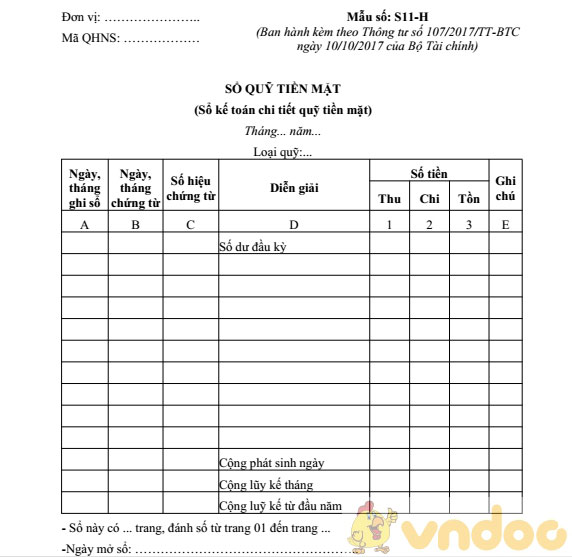 Sổ quỹ tiền mặt