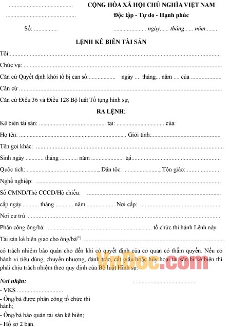 Lệnh kê biên tài sản