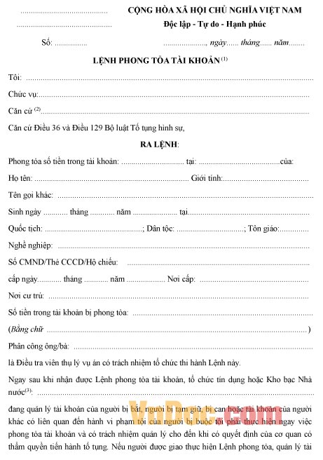 Lệnh phong tỏa tài khoản