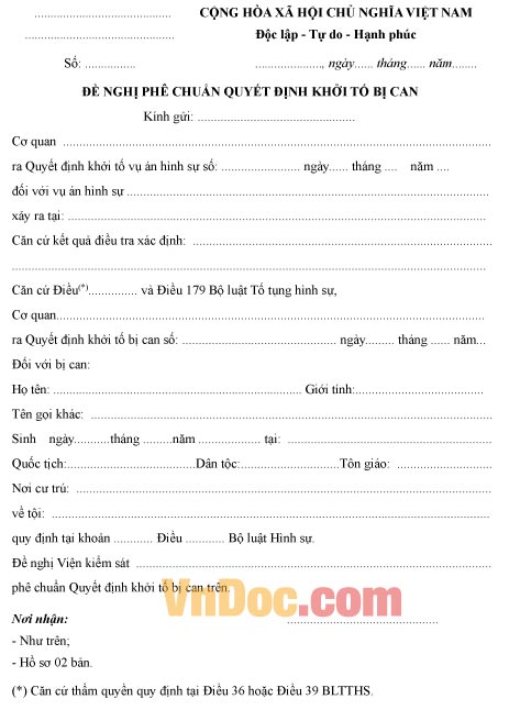 Mẫu đề nghị về việc phê chuẩn lệnh khám xét