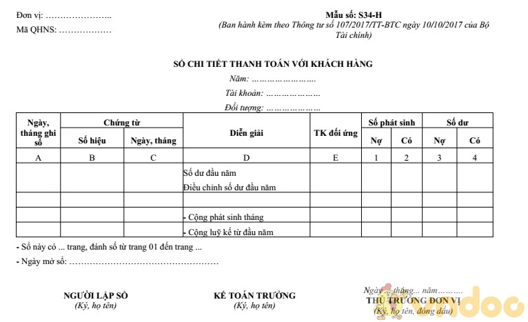 Sổ chi tiết thanh toán với khách hàng
