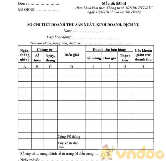Sổ chi tiết doanh thu sản xuất, kinh doanh, dịch vụ
