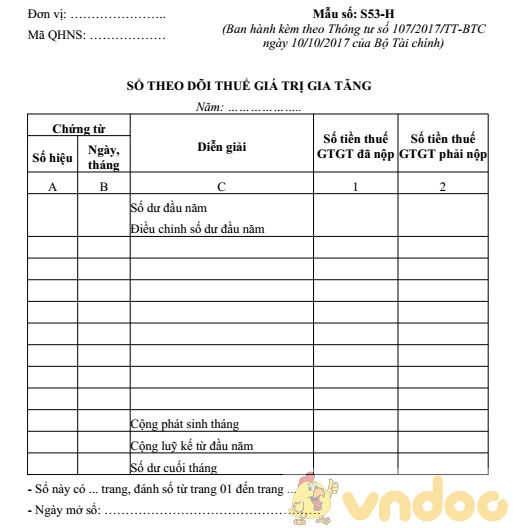 Sổ theo dõi thuế giá trị gia tăng