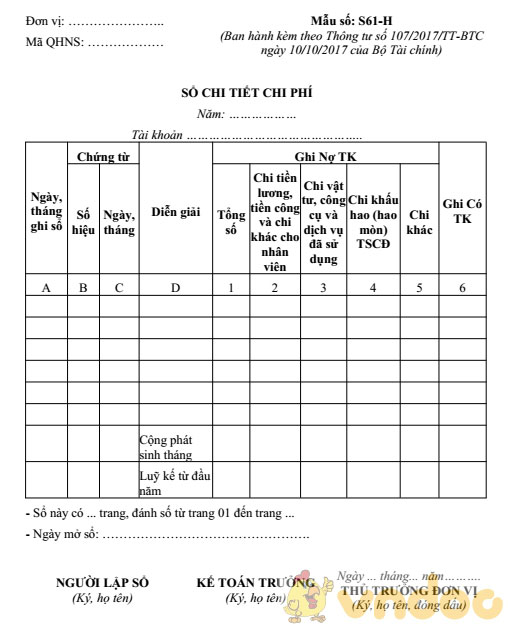 Sổ chi tiết chi phí