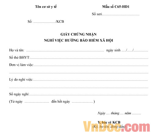 Giấy chứng nhận nghỉ việc hưởng BHXH