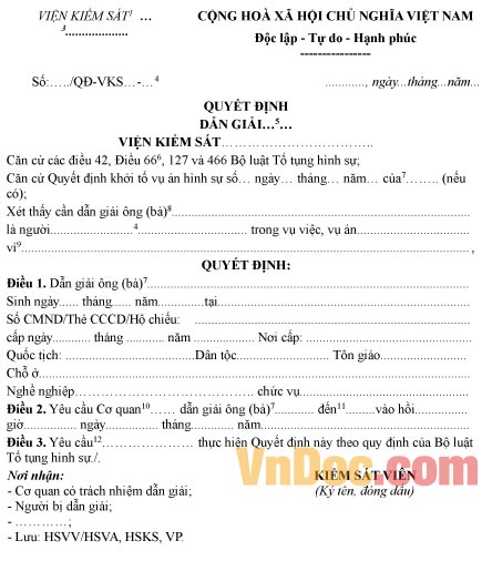 Mẫu quyết định dẫn giải