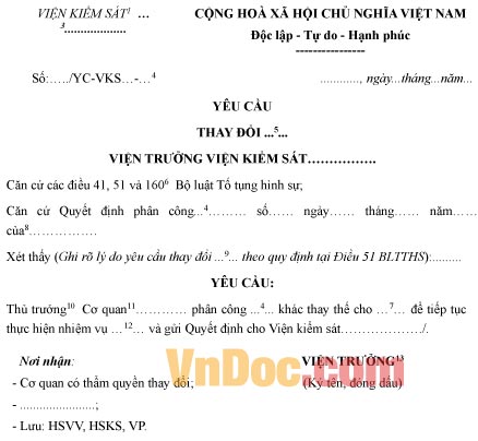 Mẫu yêu cầu thay đổi
