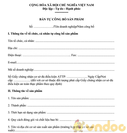 Bản tự công bố sản phẩm