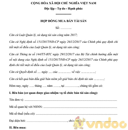 Hợp đồng mua bán tài sản
