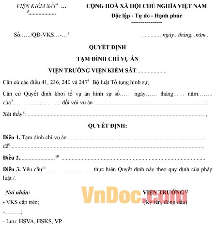 Mẫu quyết định tạm đình chỉ vụ án