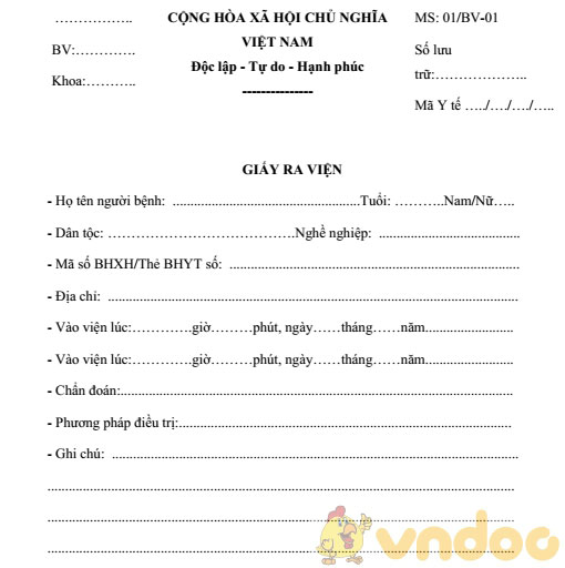 Mẫu giấy ra viện