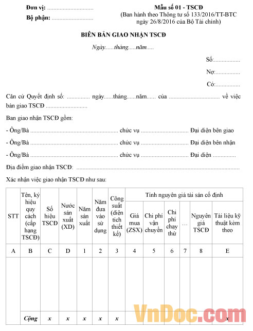 Cách lập biên bản giao nhận tài sản cố định