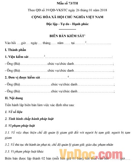 Mẫu biên bản kiểm sát