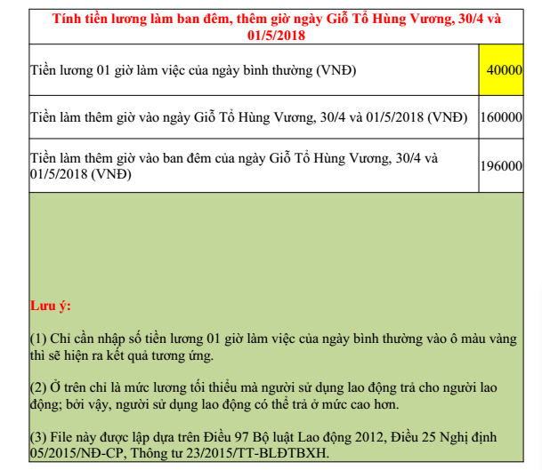 Cách tính lương dịp Giỗ Tổ Hùng Vương