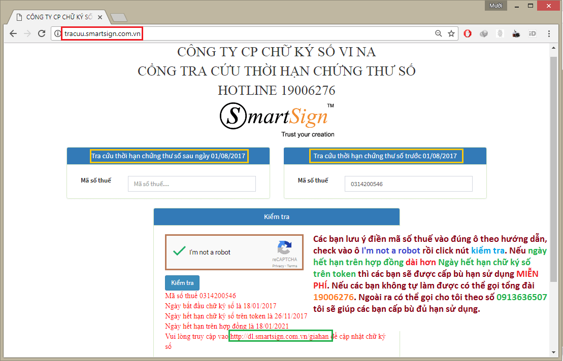 Xem thời hạn chữ ký số như thế nào?